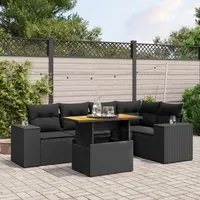 Set Divano da Giardino 6 pz con Cuscini Nero in Polyrattan 3272623