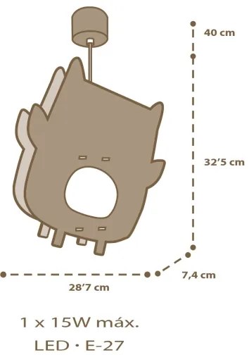 Dalber 63397 - Lampadario per bambini OWL 1xE27/15W/230V