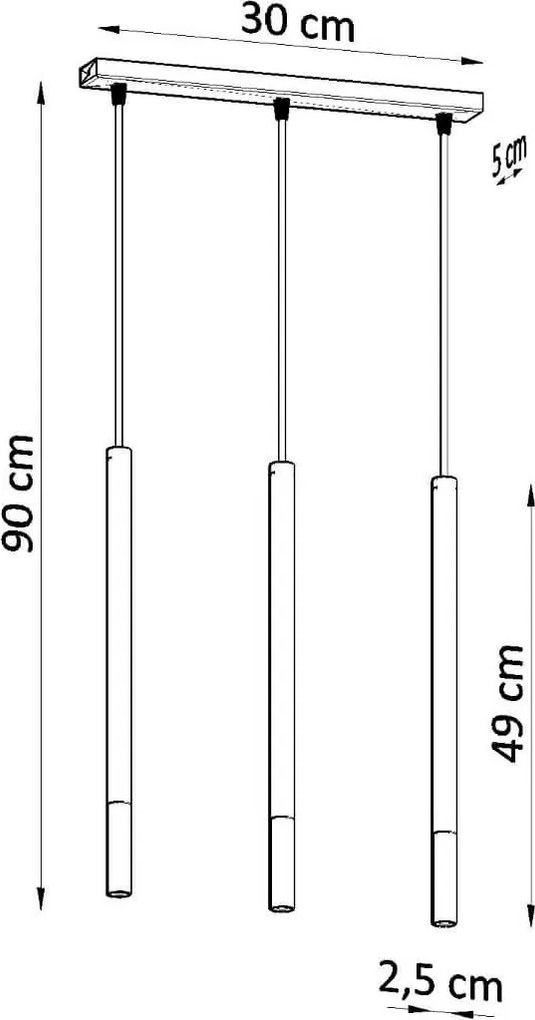 Lampada a Sospensione in Acciaio MOZAICA 3L Nero 3xG9