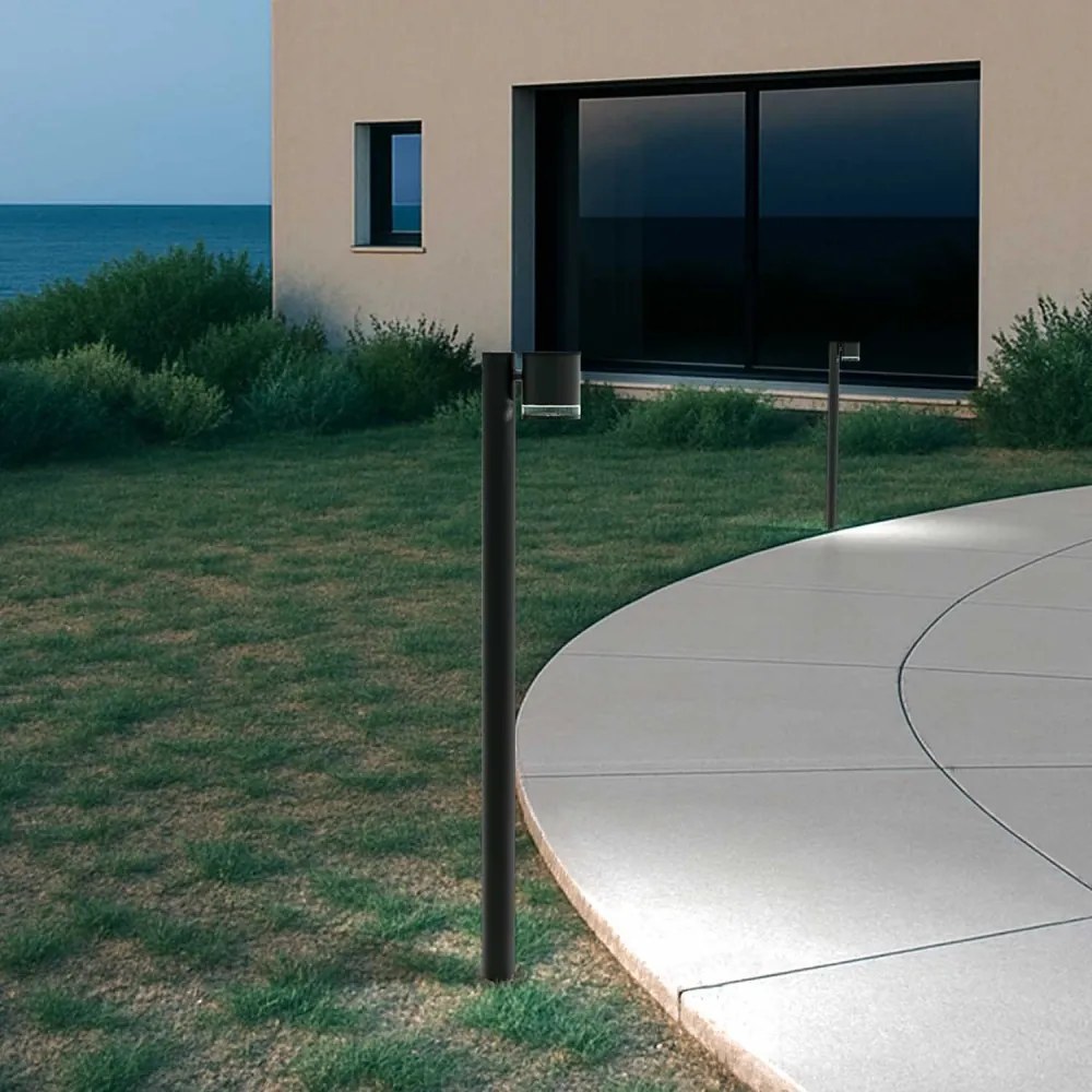 Paletto da Giardino Solare Nero da 100cm, IP54 in Alluminio Colore Bianco Naturale 4.000K