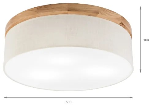 Brilagi - LED Plafoniera BELLADONNA 3xE27/15W/230V diametro 50 cm color crema/quercia