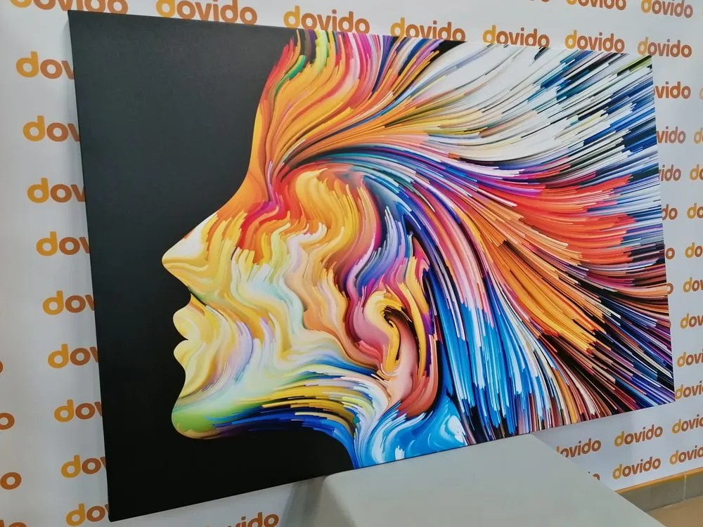 Quadro su tela – Profilo colorato di volto femminile