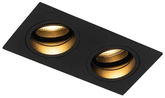 Faretto da incasso Smart nero rettangolare regolabile con 2 WiFi GU10 - Chuck