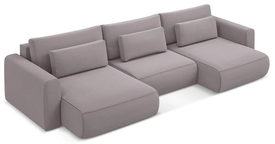 Divano angolare lavanda allungabile/con contenitore (a U) con rivestimento in velluto Kapua – Makamii