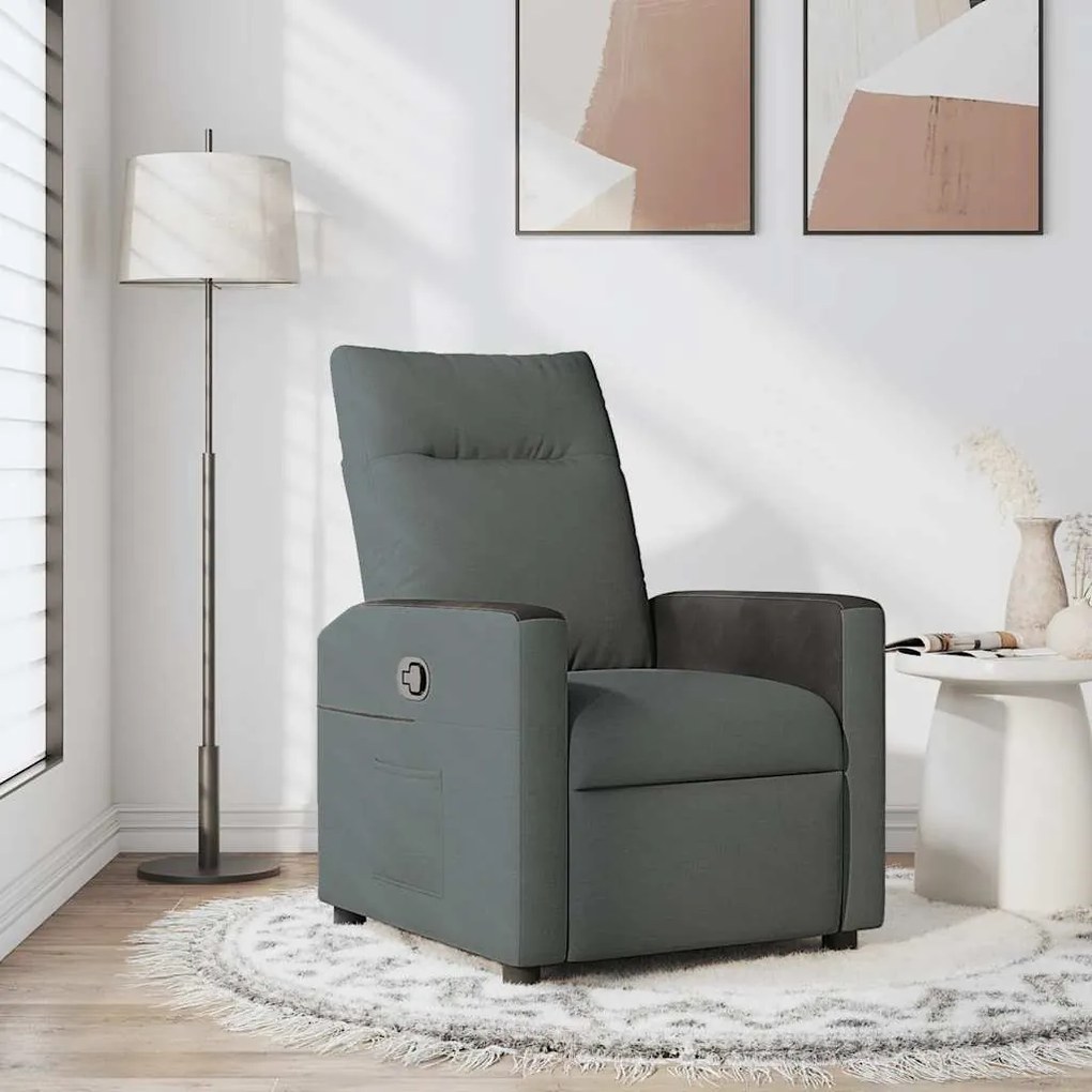 Poltrona Reclinabile İn Tessuto Grigio Scuro /