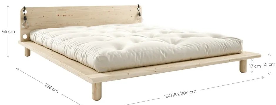 Letto matrimoniale nero in legno di pino con griglia 140x200 cm Peek - Karup Design