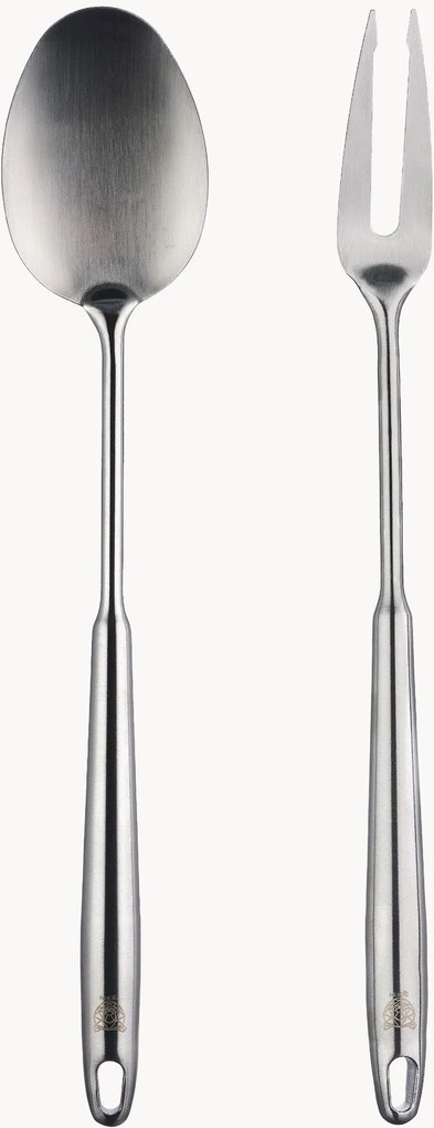 Set di 2 posate da insalata e barbecue in acciaio inossidabile Stal