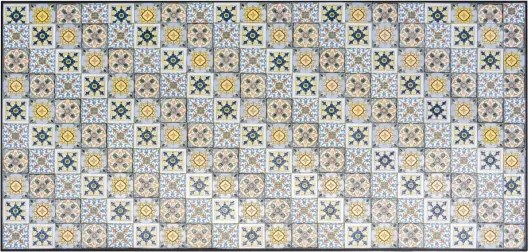 Set Tavolo E Sedie Da Esterno 90x160 Cm In Ferro E Maioliche Amalfi