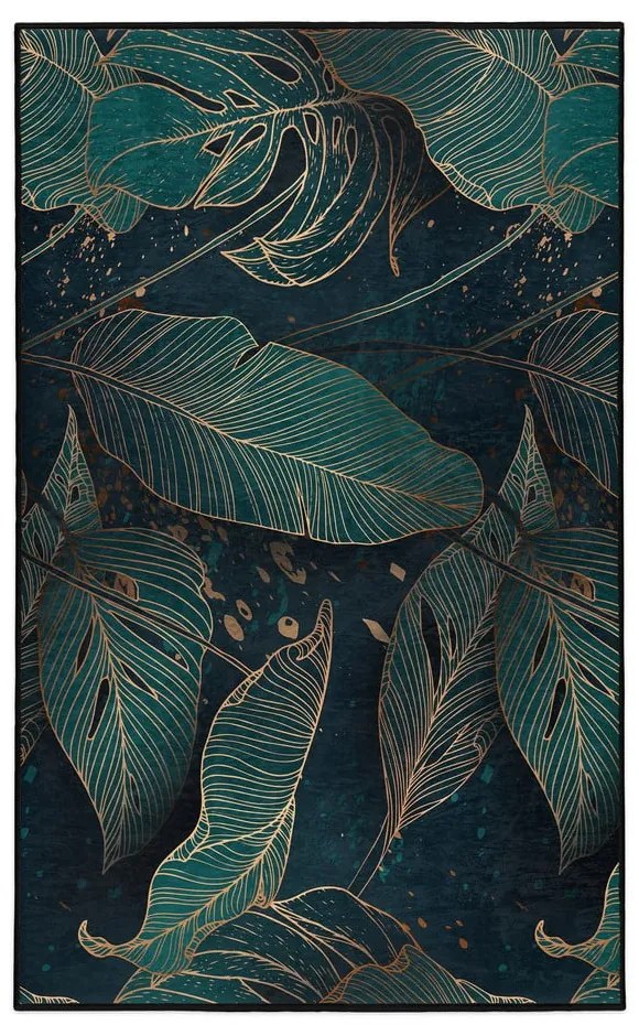 Tappeto color petrolio lavabile 80x150 cm Midnight Jungle – Mila Home