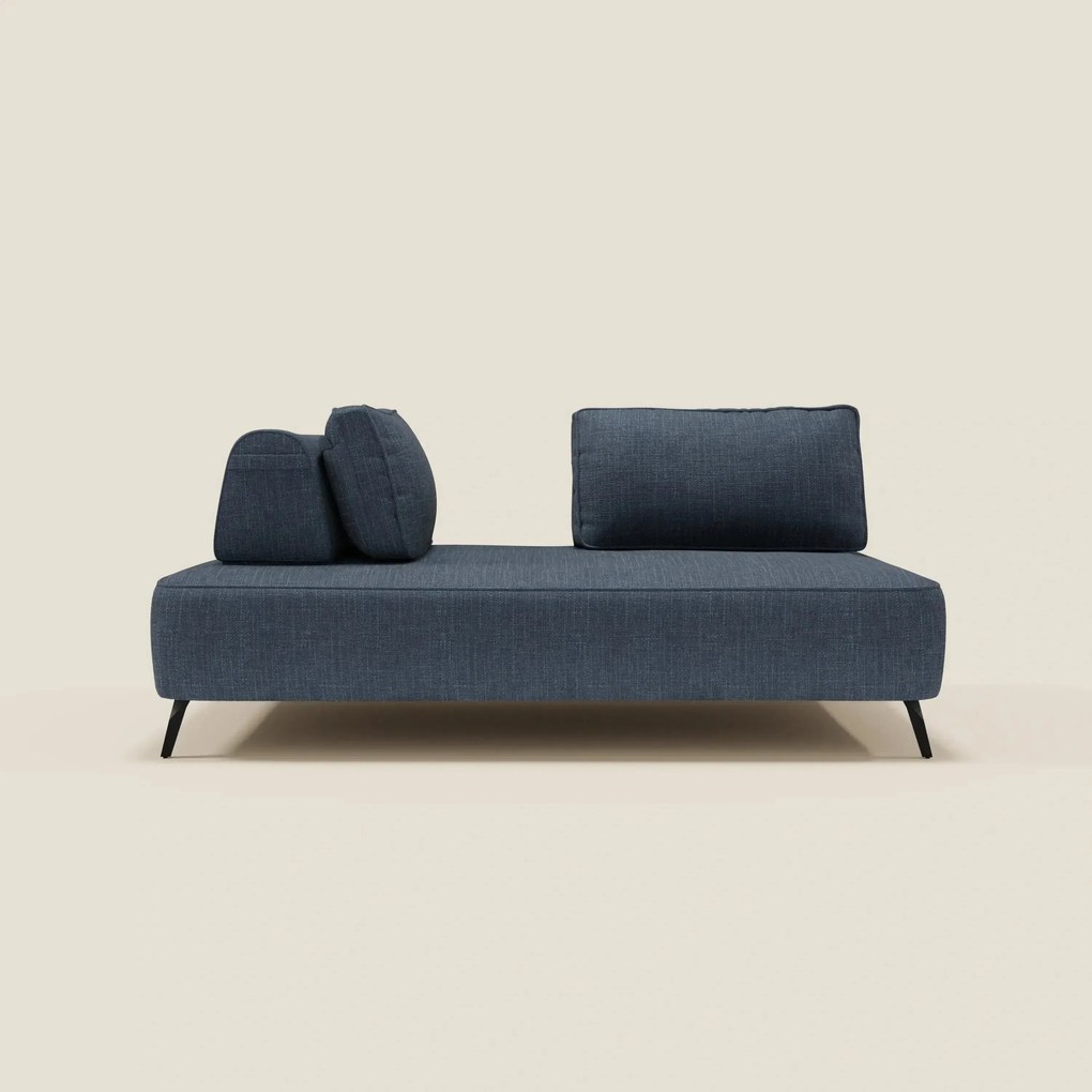 Volta divano modulare con schienali mobili in raffinato tessuto ciniglia T06 blu