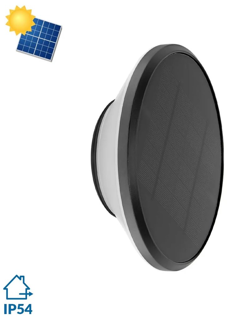 Applique Solare Tonda IP65 Nera da parete per Esterni Colore Bianco Naturale 4.000K