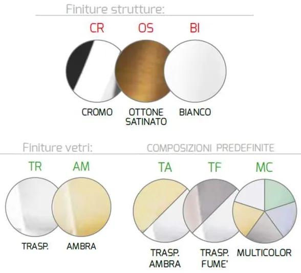Sospensione Contemp Tonda Double Skin Metallo Cromo Vetro Mix Multicolor 3 Luci