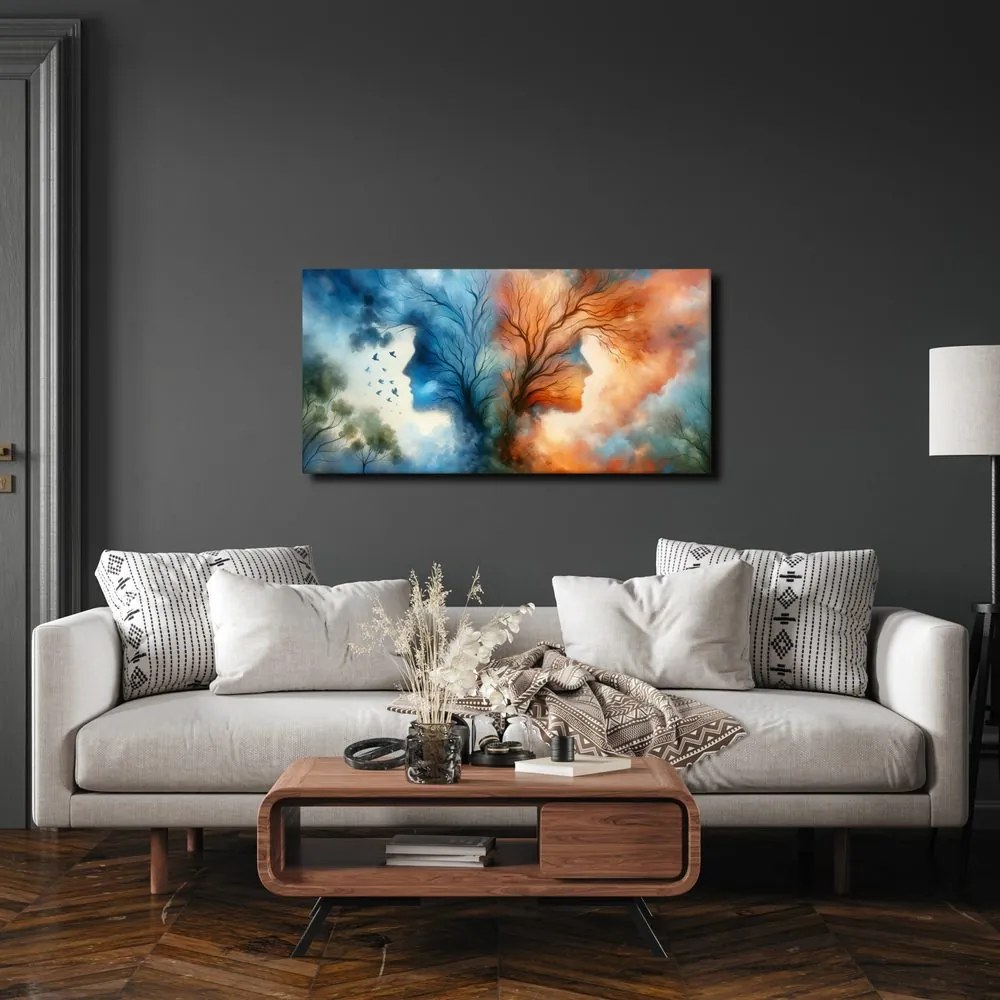 Quadro su tela – Volti nelle chiome degli alberi