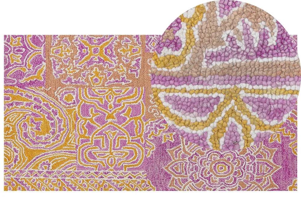 Tappeto lana rosa e giallo senape 80 x 150 cm AVANOS Beliani