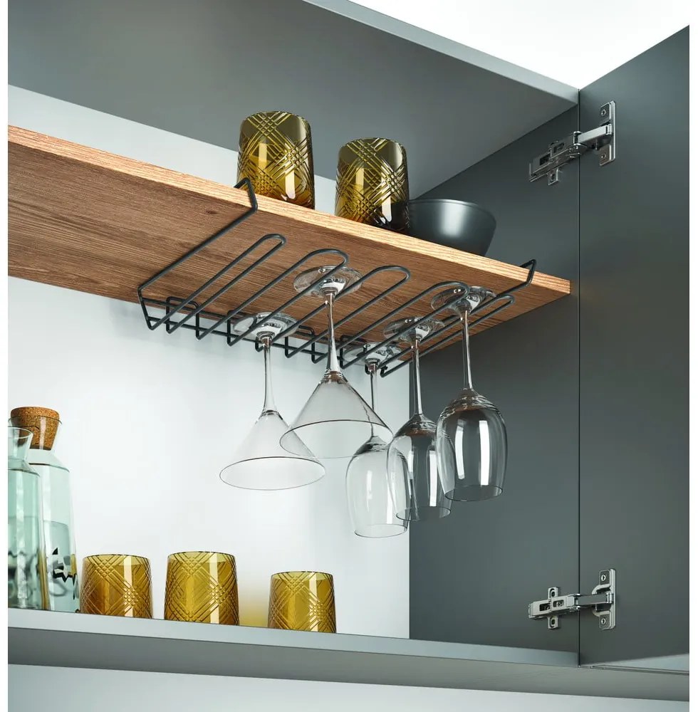 Portabicchieri nero da appendere Wine Glass - Metaltex