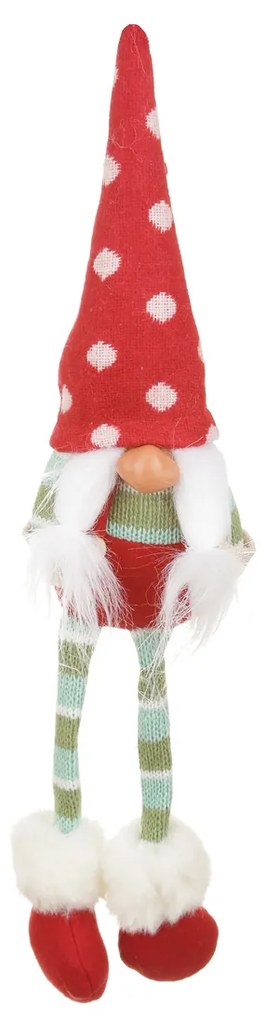 Gnomo natalizio 41 cm gambe molli con cappello a pois