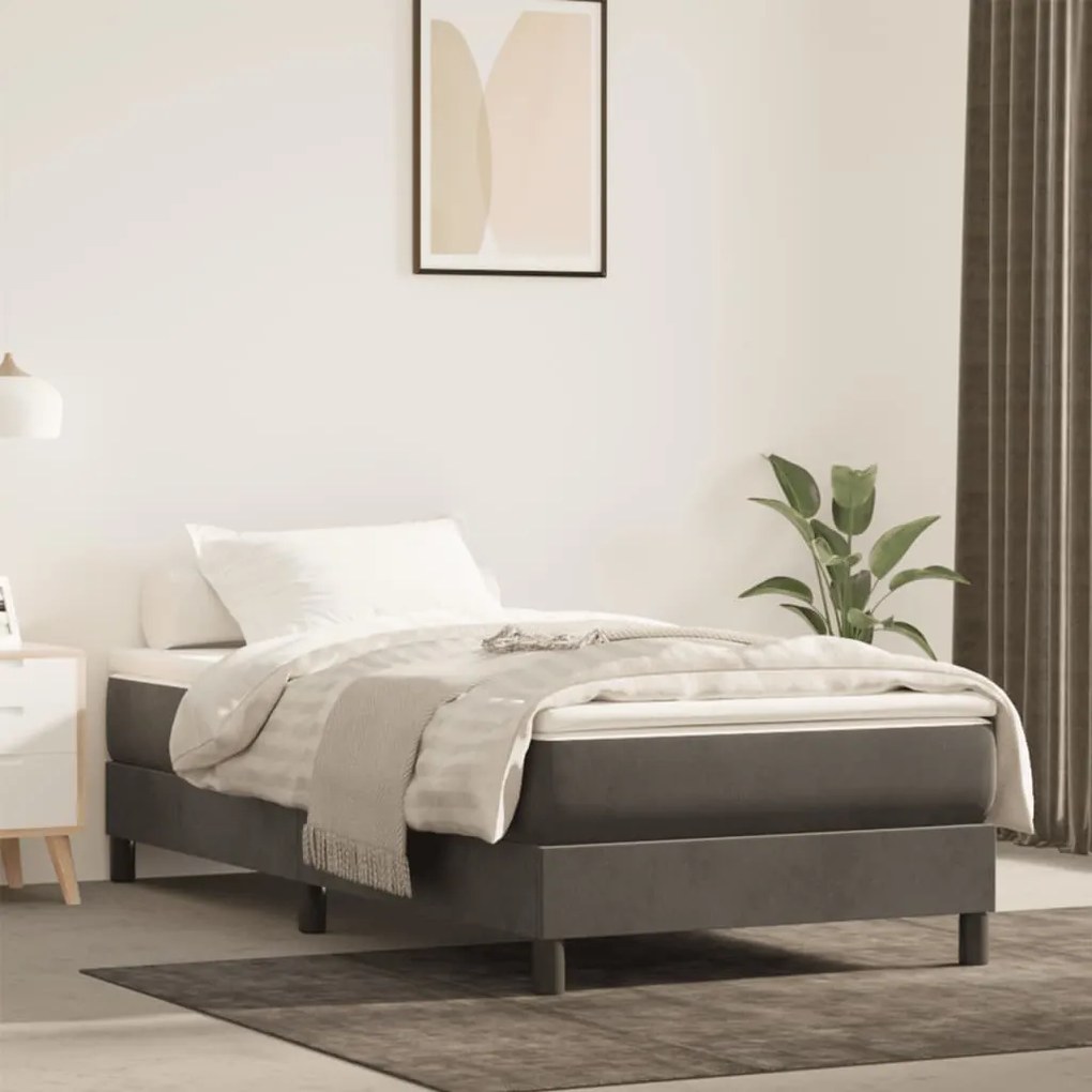 Materasso A Molle Grigio Scuro 90x220x20 Cm İn Velluto /