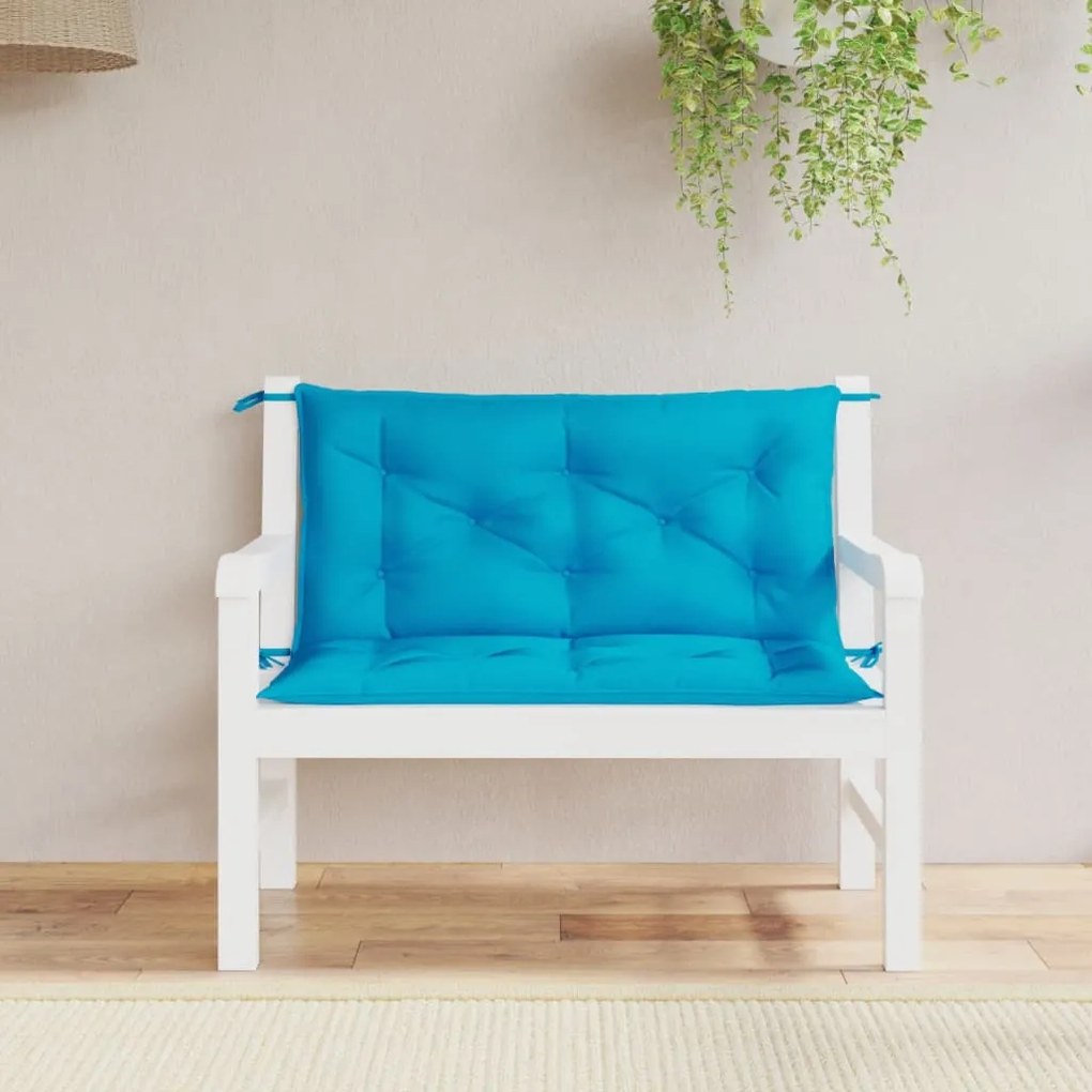 Cuscini Per Panca 2 Pz Azzurri 100x50x7cm İn Tessuto Oxford /