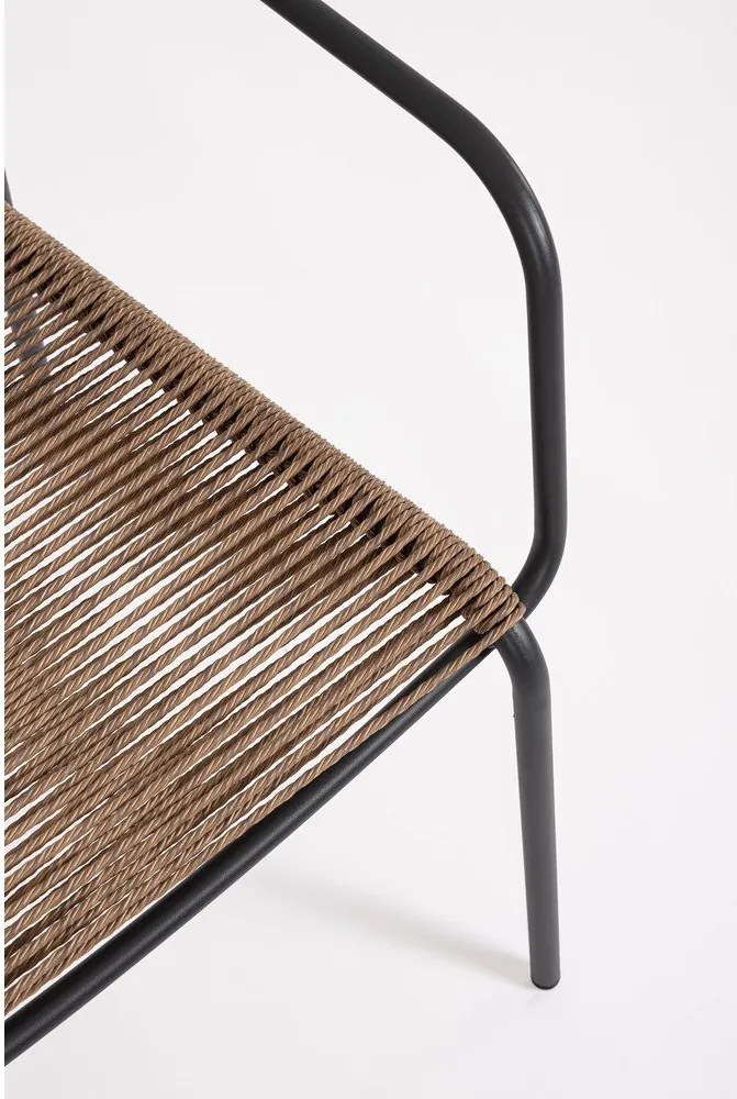 Sedia da esterno grigio scuro/di colore naturale in metallo Jable – Bizzotto