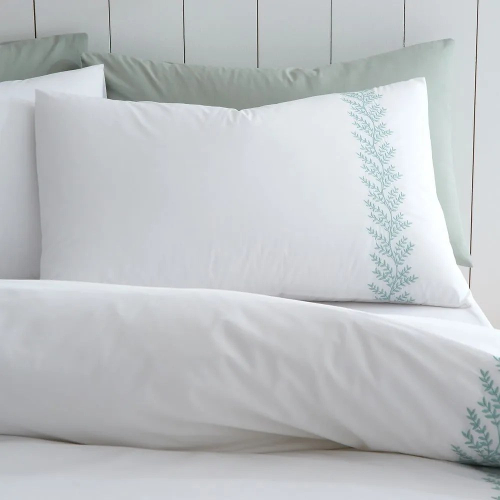 Biancheria da letto in cotone bianco 200x200 cm Embroidery Leaf - Bianca