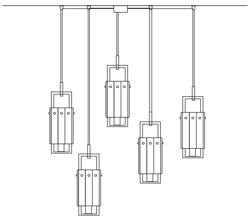 Sospensione Classica Crek Metallo Ottone Vetro 5 Luci