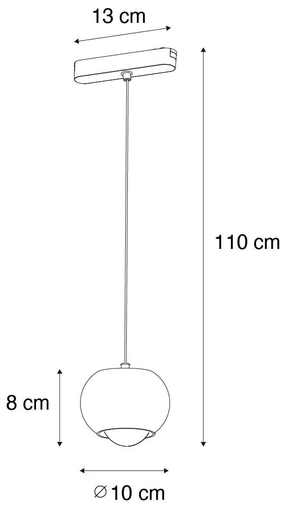 Lampada a sospensione moderna nera per sistema a binario monofase con LED integrato - Magnetic Lance