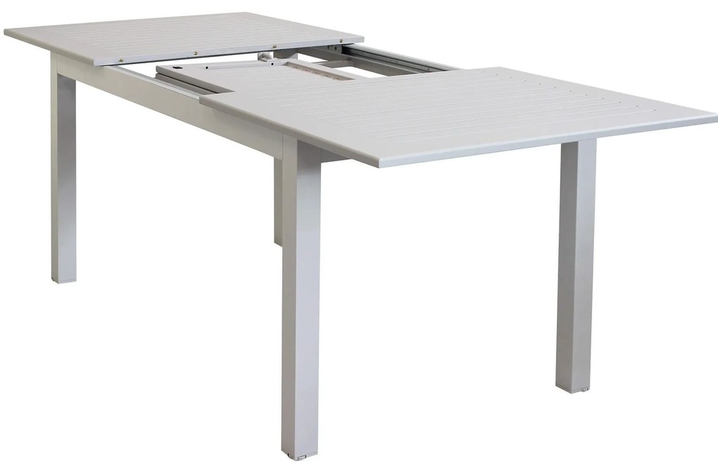 ARGENTUM - set tavolo in alluminio cm 150/210 x 90 x 75 h con 8 poltrone Aulus