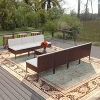 Set Divani da Giardino 8 pz con Cuscini in Polyrattan Marrone 3094327