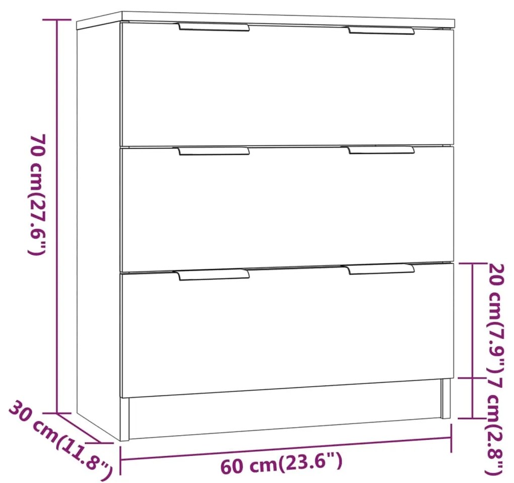 Credenze 3 pz Rovere Marrone in Legno Multistrato