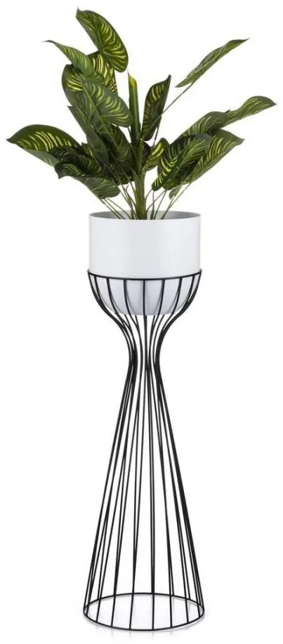 Vaso da fiori in metallo LOFT 68x20 cm nero/bianco