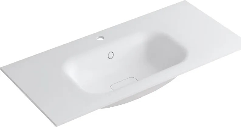Lavabo a incasso rettangolare vasca centrale L 100.5 x H 15 x P 46 cm in resina bianco lucido
