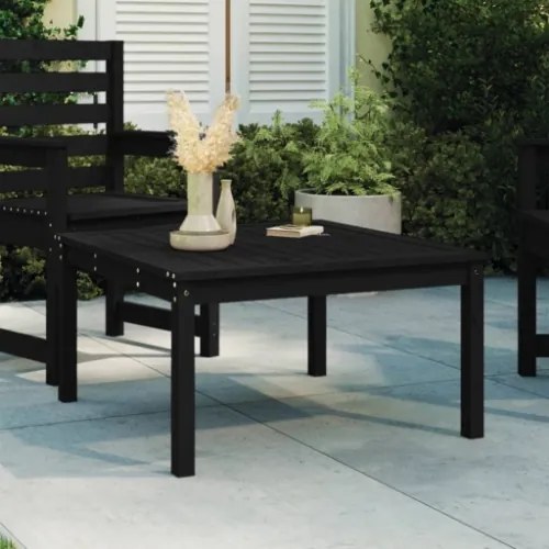 Tavolo da Giardino Nero 82,5x82,5x45 cm Legno Massello di Pino