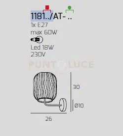 Applique ottone satinato 1 luce vetro fume 1181os-at-fu