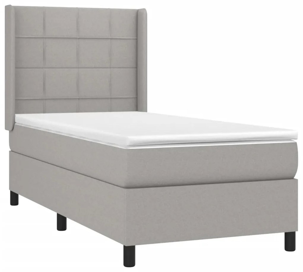 Letto a Molle Materasso e LED Grigio Chiaro 90x190 cm Tessuto