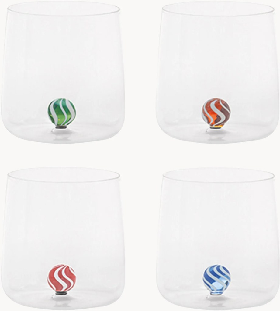 Set di 4 bicchieri in vetro borosilicato fatti a mano Bilia Candy