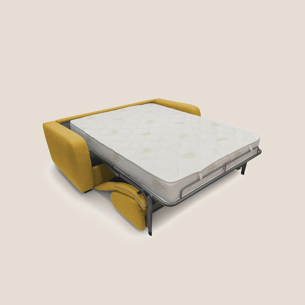 Duna Divano letto matrimoniale con materasso 20 cm in tessuto impermeabile T03 giallo