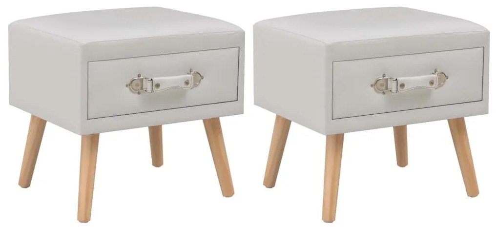 Comodini Bianchi 2 Pz 40x35x40 Cm İn Similpelle /