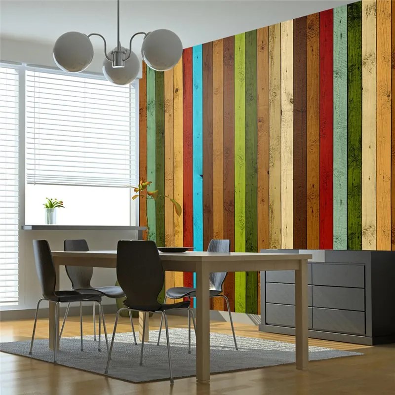 Fotomurale  Wooden rainbow  Colore colorful, Dimensioni e Misure 200x154