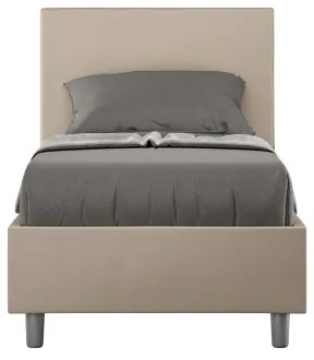 Letto singolo senza rete imbottito 80x210 similpelle tortora Adele