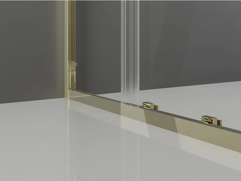 Mexen Exo cabina doccia quadrata scorrevole 100 x 100 cm, trasparente, oro - 8111-100-100-50-00