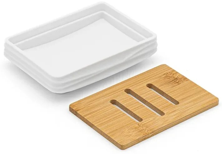 Accessori bagno in set da 3 pezzi in abs bianco linea Wave