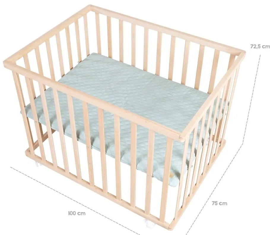 Lettino di colore naturale con altezza regolabile e ruote 75x100 cm Style – Roba