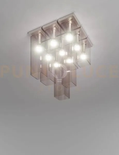 Tubes lampadario a soffitto 9 fume' trasparente nickel opaco 9 luci...
