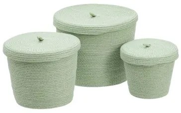 Cestino Multiuso 3 Pezzi 28 x 28 x 36 cm Corda Verde Chiaro