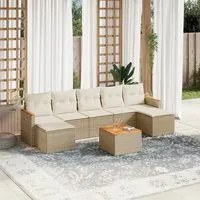 Set Divano da Giardino 8 pz con Cuscini Beige in Polyrattan 3258642