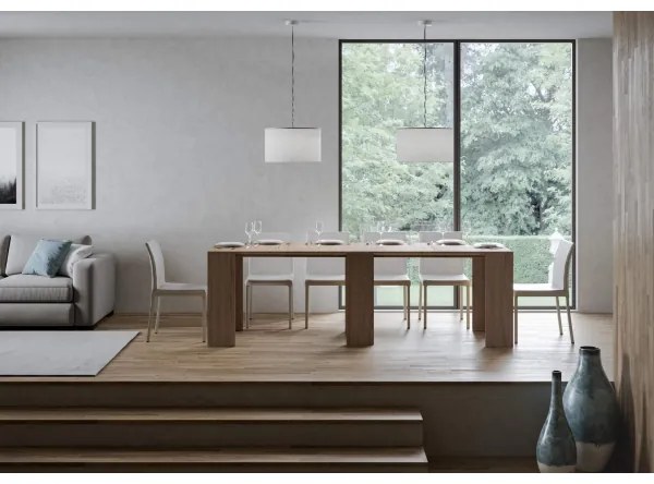 Consolle allungabile a 299 cm Allin Quercia Natura 78x47 cm con allunghe Interne