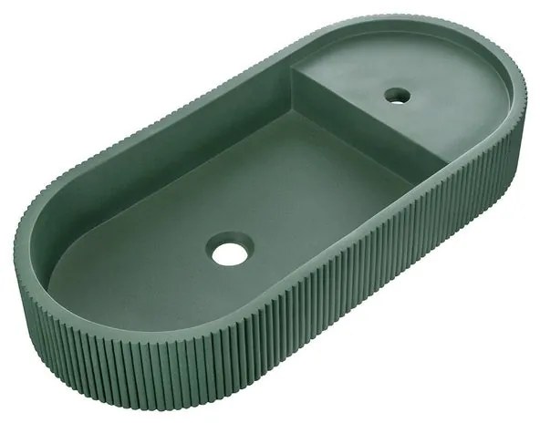 Lavabo da appoggio ALBA HOMESIGHT ovale piletta non inclusa in calcestruzzo L 80 x H 12 x P 36.7 cm verde piletta non inclusa