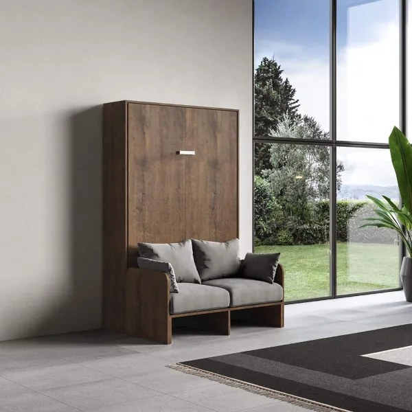 Letto stile francese a scomparsa 140 cm verticale Noce KENTARO SOFŔ