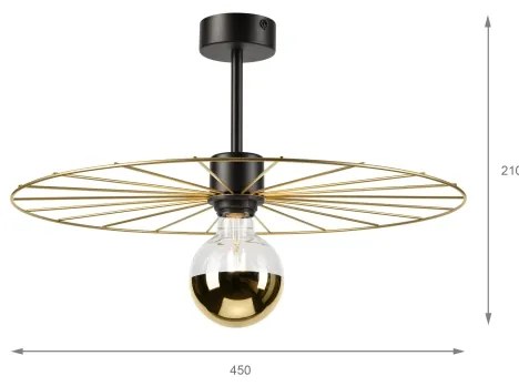 Lampadario a sospensione con supporto rigido MONTANA 1xE27/15W/230V diametro 45 cm oro/nero