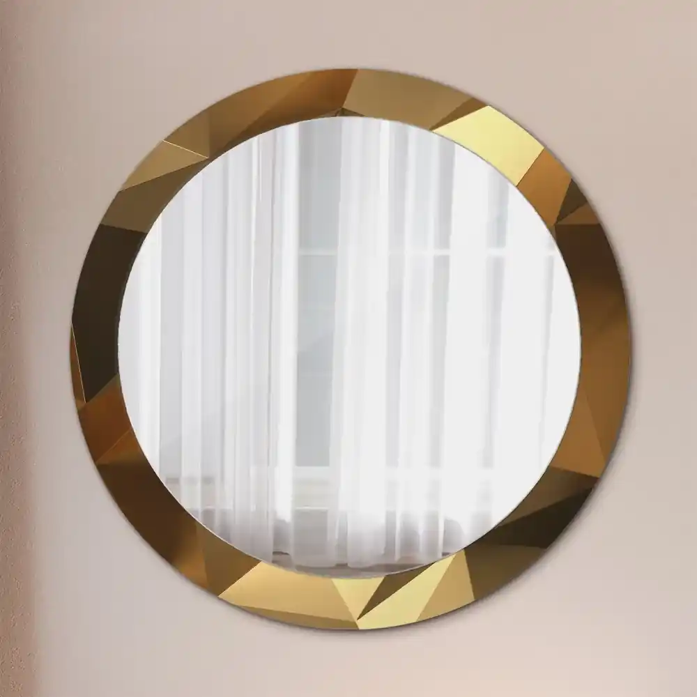 Specchio tondo con decoro Astrazione d'oro fi 80 cm